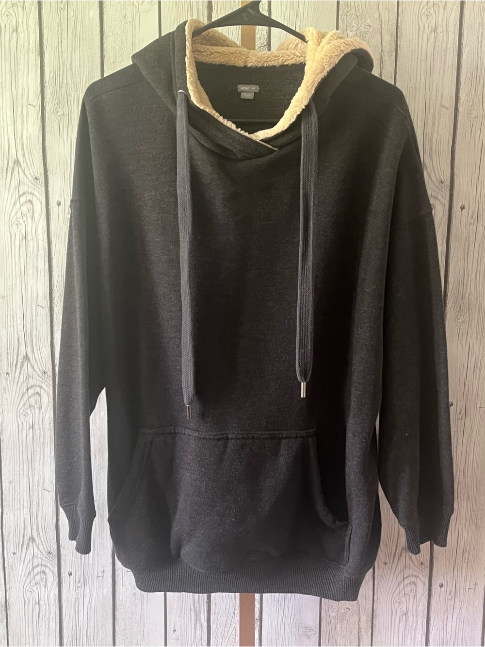 Aerie Hoodie Sweatshirt Women's Size Small Pocket Faux Fur Lining Dark Gray